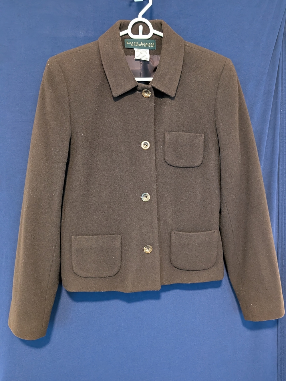 Harve Benard Brown Wool Blend Button-Front Jacket